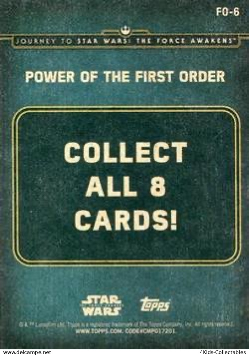 2015 Topps STAR WARS Journey To The Force Awakens "Power Of The First Order" FO-6 Kylo Ren's Shuttle - Star Wars