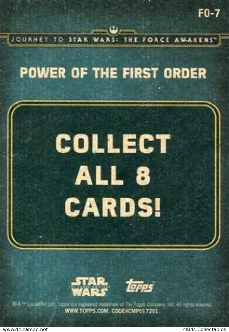 2015 Topps STAR WARS Journey To The Force Awakens "Power Of The First Order" FO-7 TIE Fighter - Star Wars