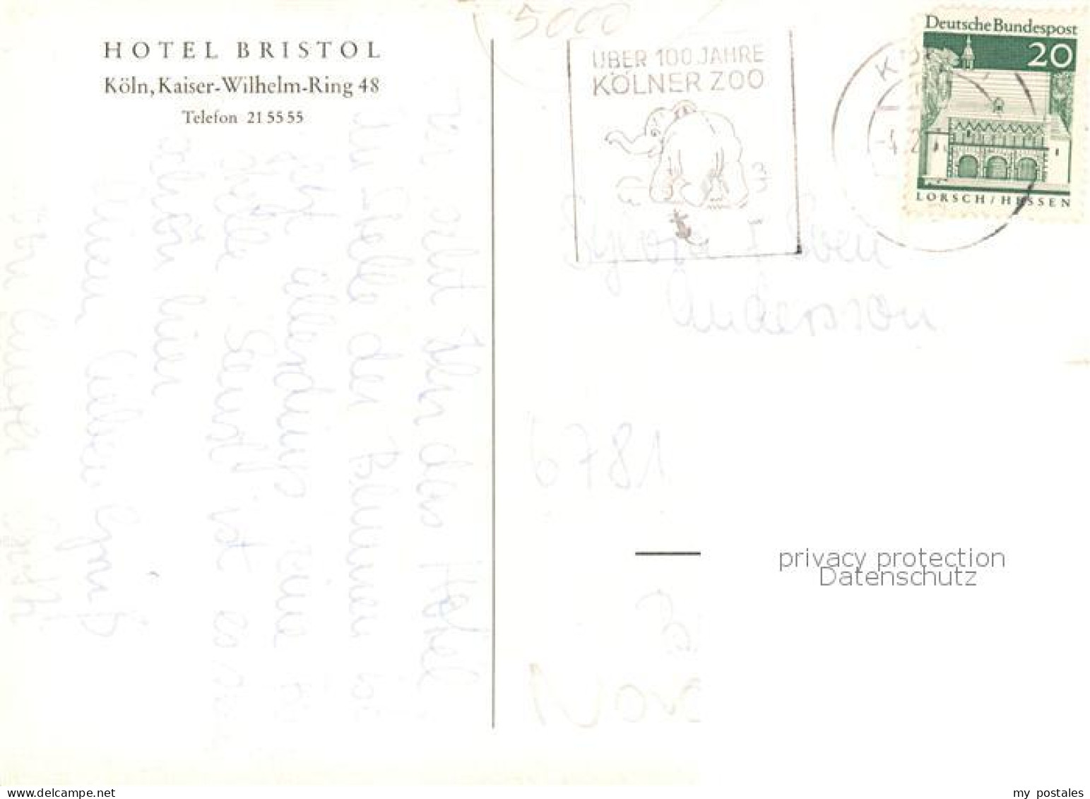 73860373 Koeln  Rhein Hotel Bristol Kuenstlerkarte  - Koeln