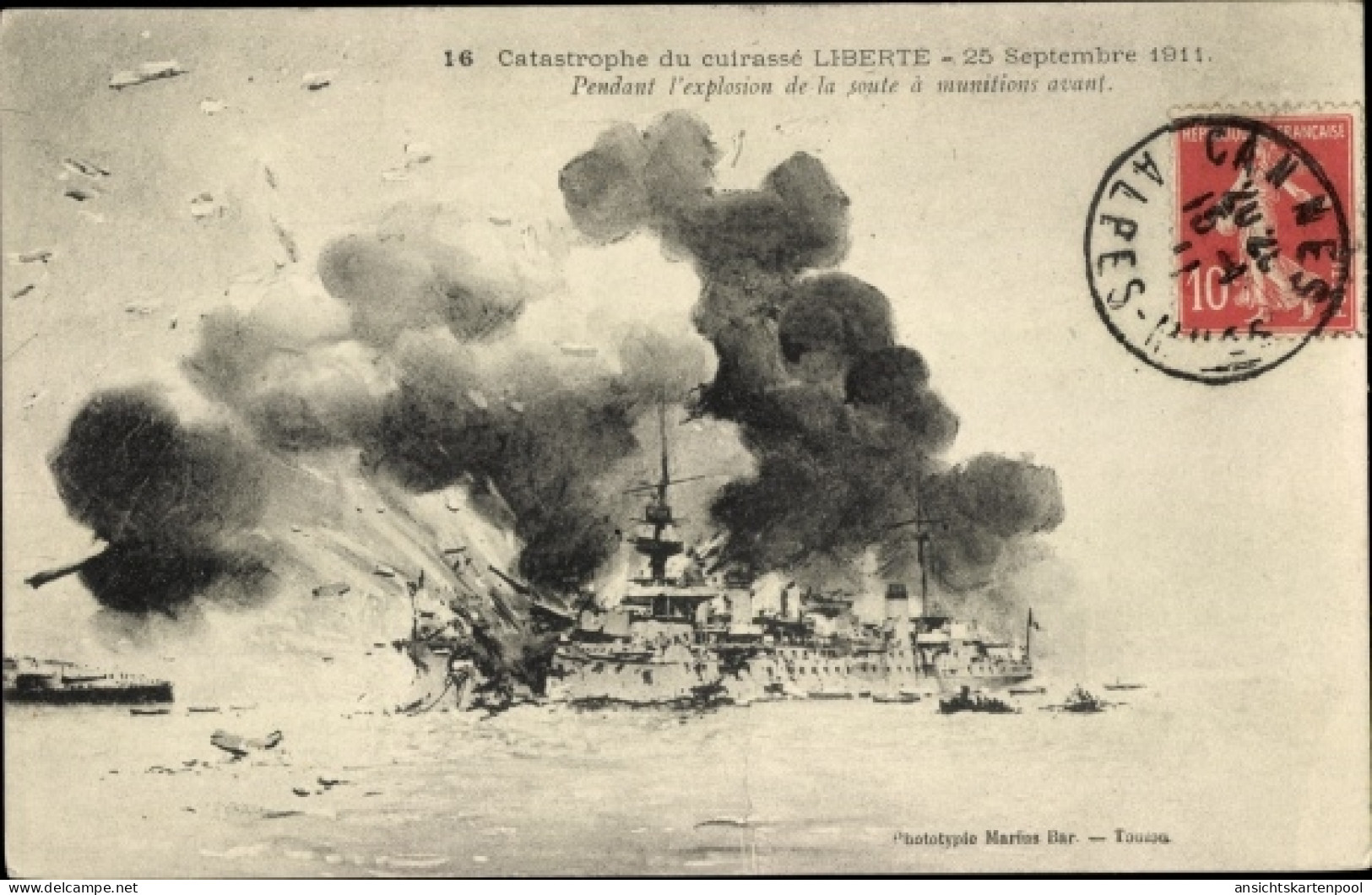 CPA Französisches Kriegsschiff, Liberte, Cuirasse, Explosion 1911 - Other & Unclassified