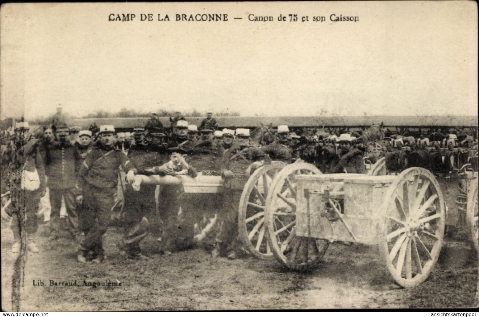 CPA Camp De La Braconne, Canon De 75 Und Sein Caisson - Sonstige & Ohne Zuordnung