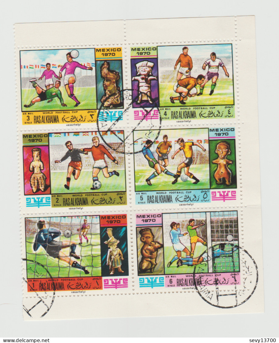 Ras Al Khaima -  Bloc De 6  Timbres - Coupe Du Monde Foot Ball Mexico 1970 - Année 1970 - Mi 354 à 359 - Ras Al-Khaimah