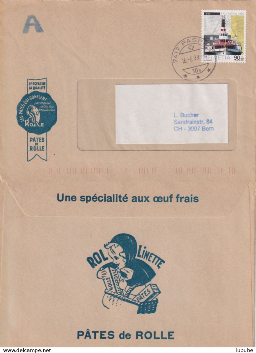 Motiv Brief  "RolLinette Pâtes De Rolle"  Paspels       1999 - Briefe U. Dokumente