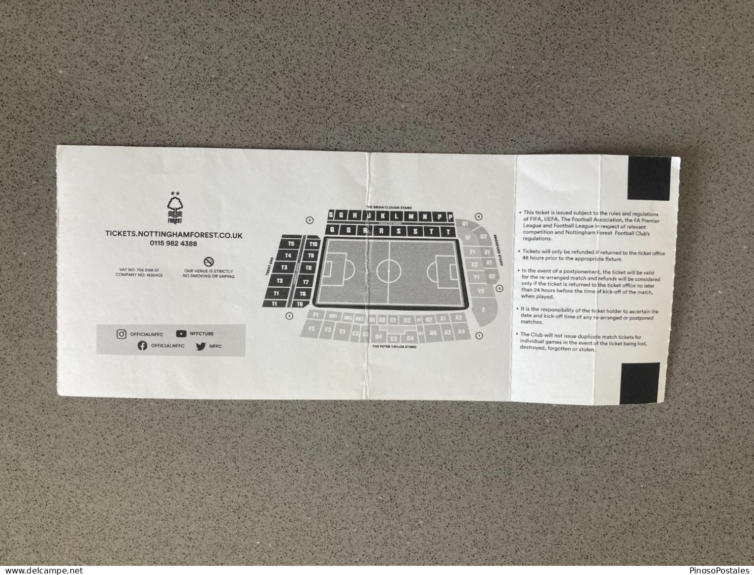 Nottingham Forest V Sheffield Wednesday 2019-20 Match Ticket - Eintrittskarten