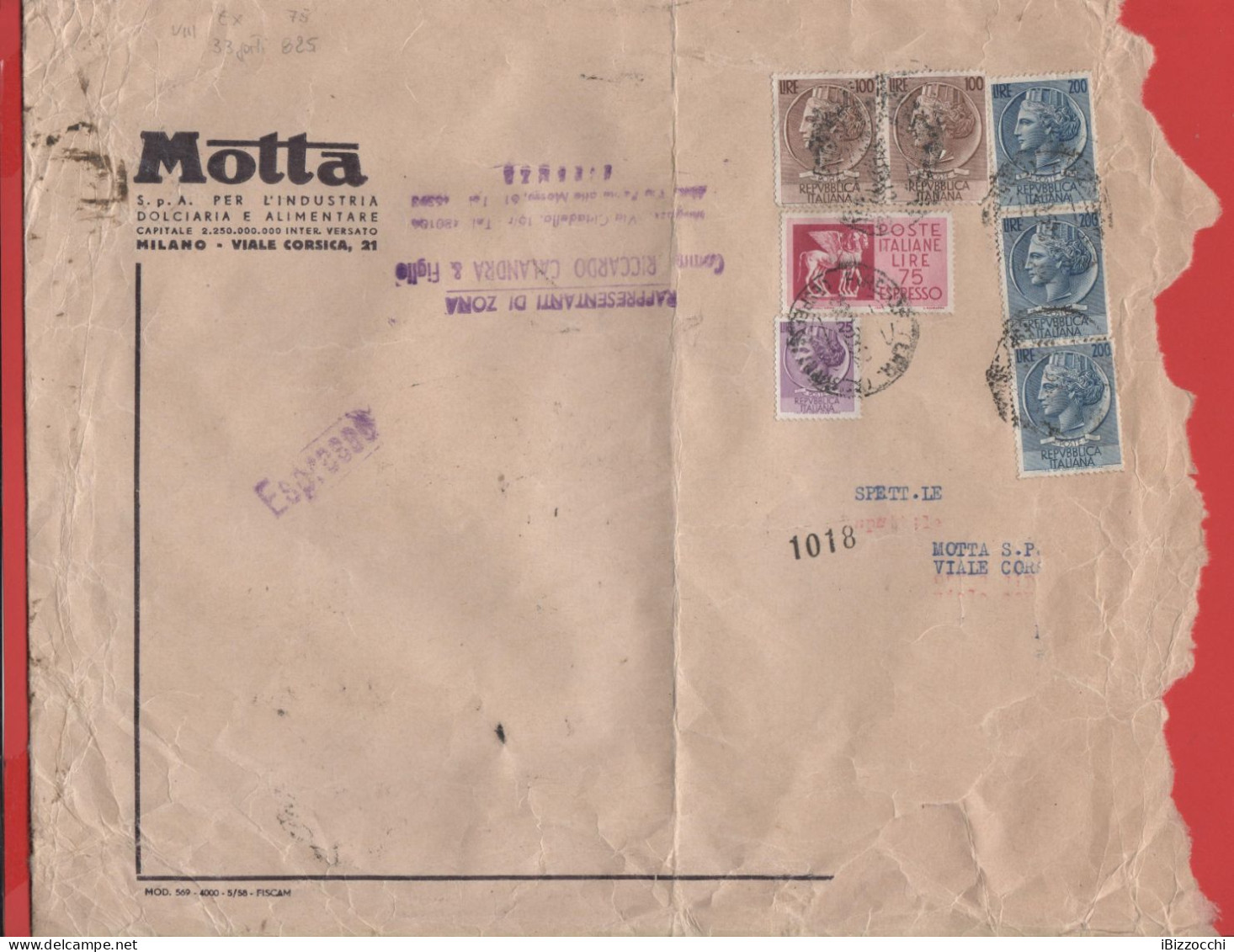 ITALIA - Storia Postale Repubblica - 1959 - 3x 200 Antica Moneta Siracusana + 2x 100 Antica Moneta Siracusana + 25 Antic - 1946-60: Marcofilie