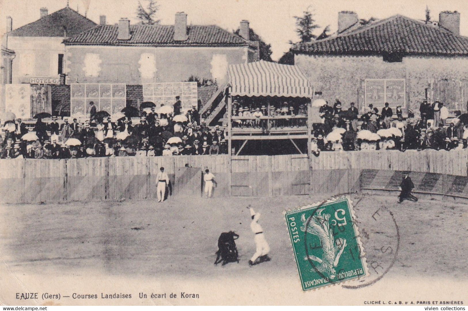 Eauze (32 Gers) Courses Landaises Taureau Un écart De Koran Circulée 1912 "souvenir De ..." - Autres & Non Classés