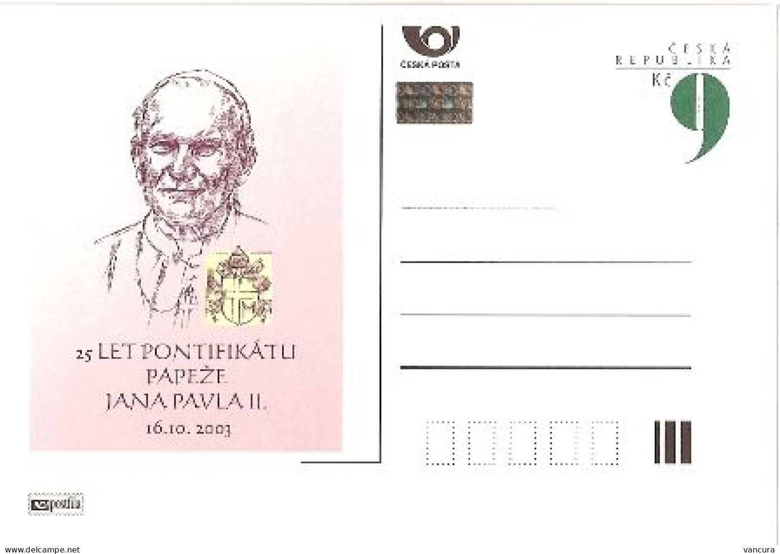 CDV A 93 Czech Republic John Paul II. 25 Years Of Pontificate 2003 - Papes