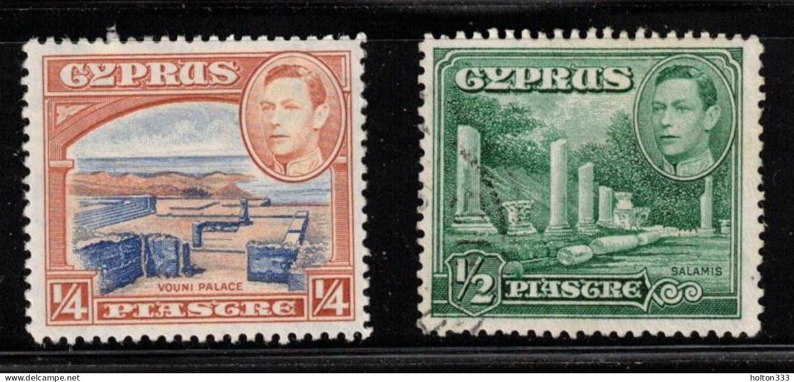 CYPRUS Scott # 143-4 MH & Used - KGVI & Ruins - Cipro (...-1960)