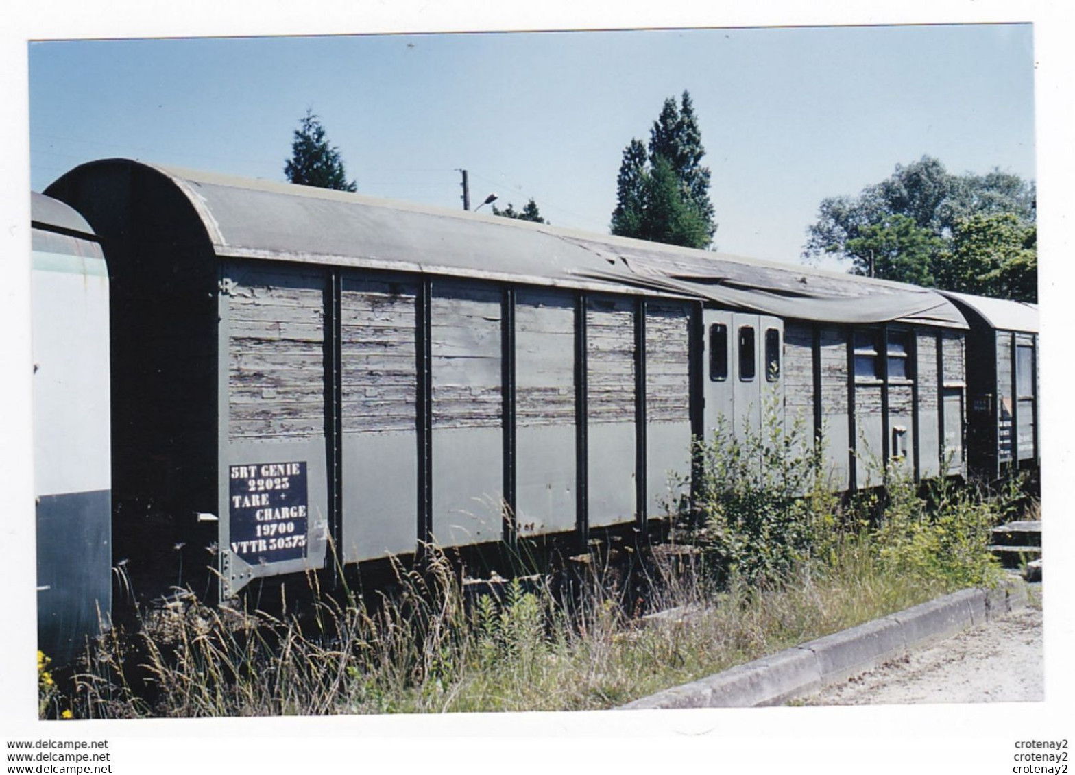 PHOTO Originale TRAINS Wagon Couvert Militaire Du 5RT Génie 22023 Non Datée - Trains