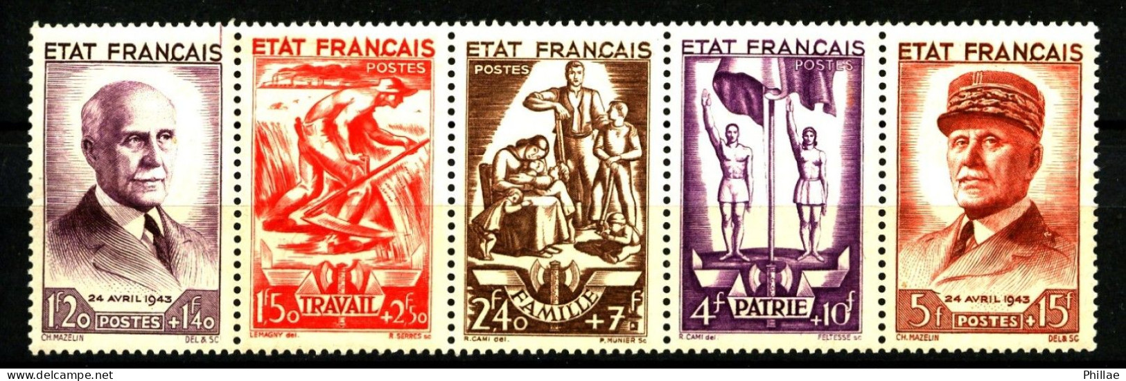 576 / 580 - Bande Travail-Famille-Patrie - Neuf N** - TB (infime Verso De Gomme Verso Du 577) - Unused Stamps