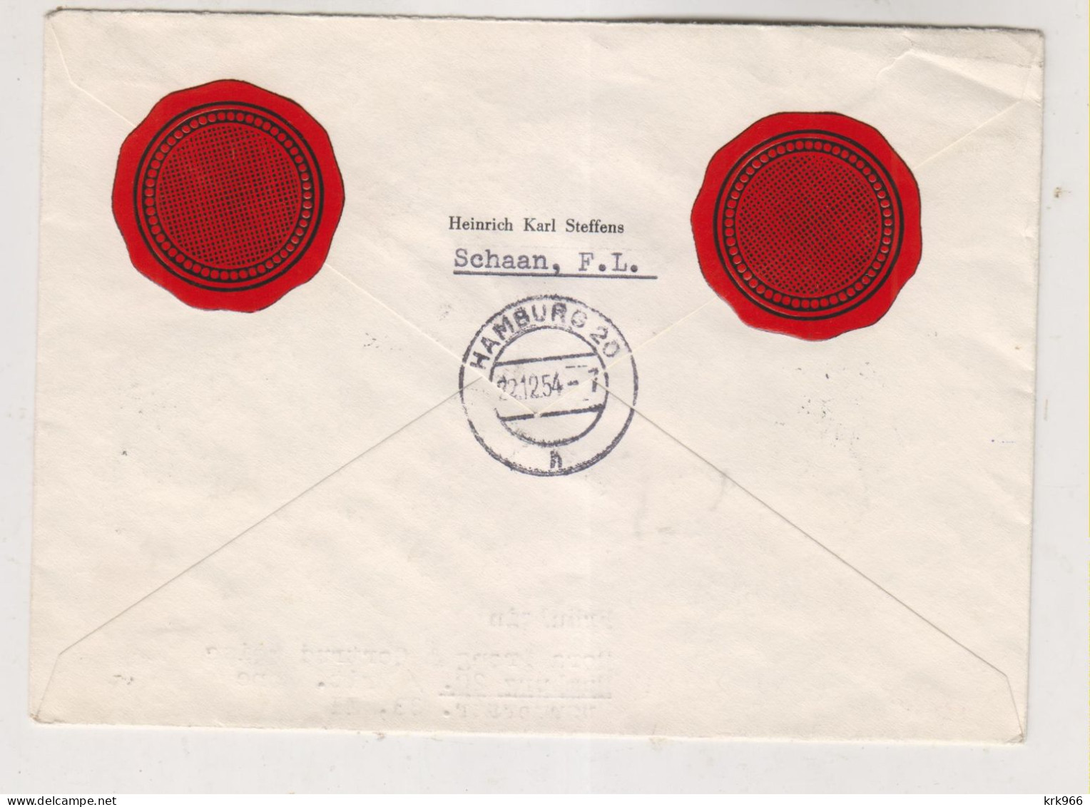 LIECHTENSTEIN, SCHAAN 1954 Nice Registered Cover To Germany - Storia Postale