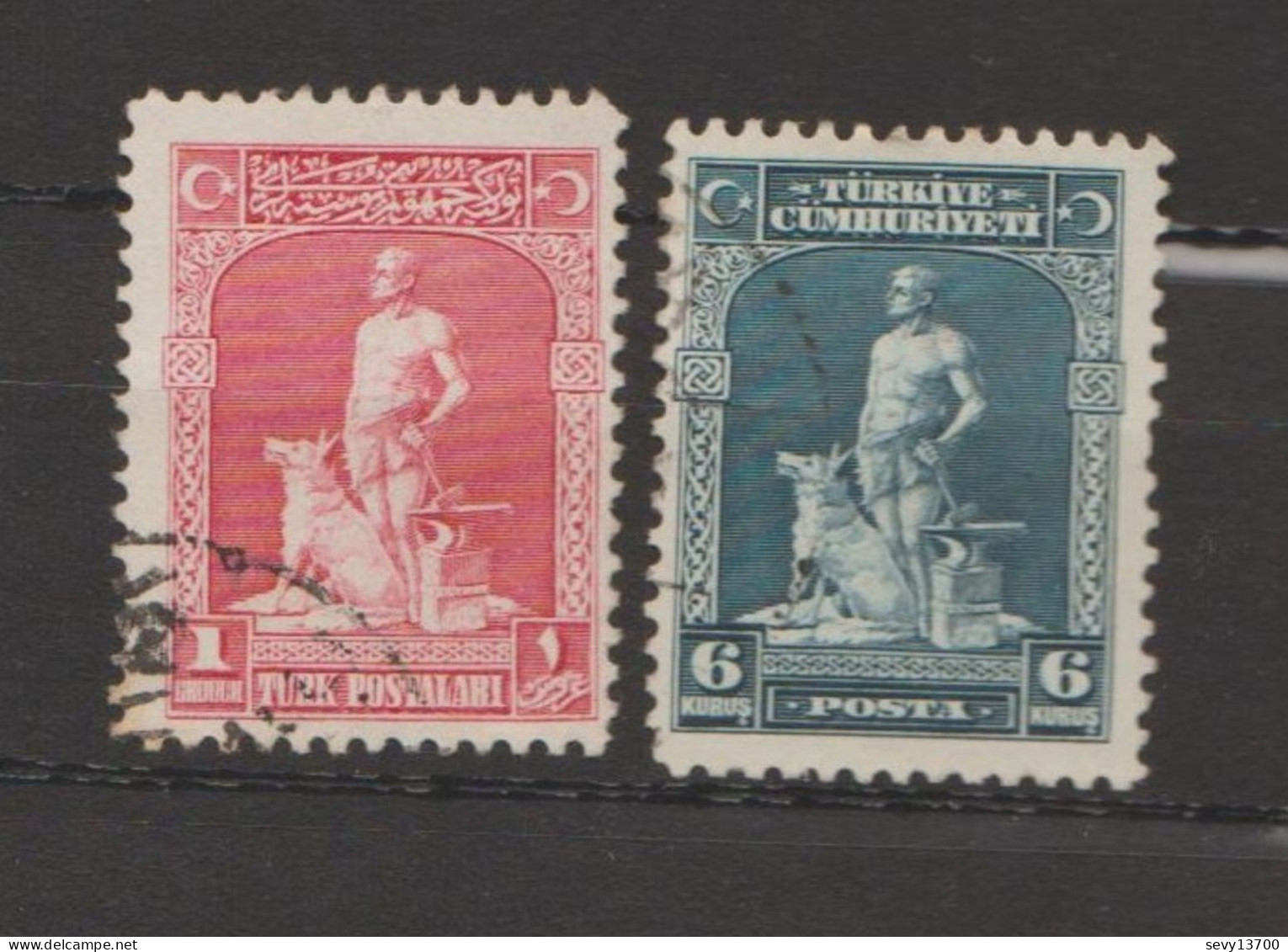 Turquie - 2 Timbres La Légende De Blacksmith Et Son Loup Gris Année 1926 Mi 845 Et Année 1930 Mi 900 - Gebruikt