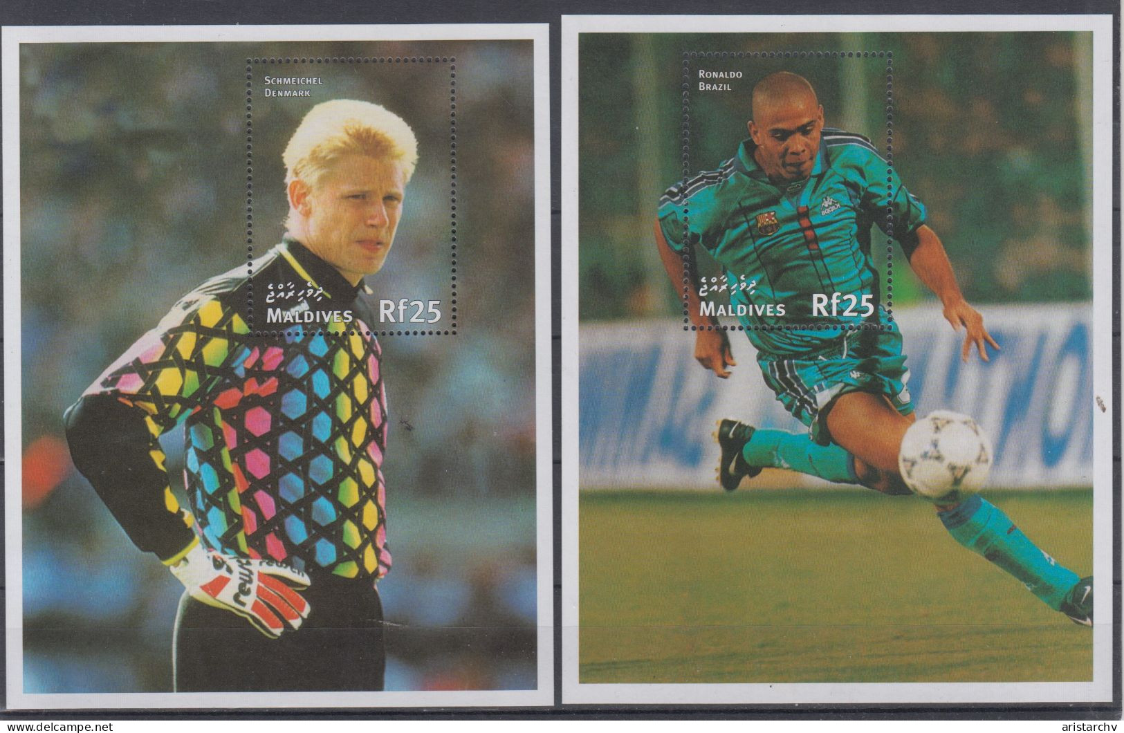 MALDIVES 1998 FOOTBALL WORLD CUP 3 S/SHEETS 3 SHEETLETS AND 6 STAMPS - 1998 – France