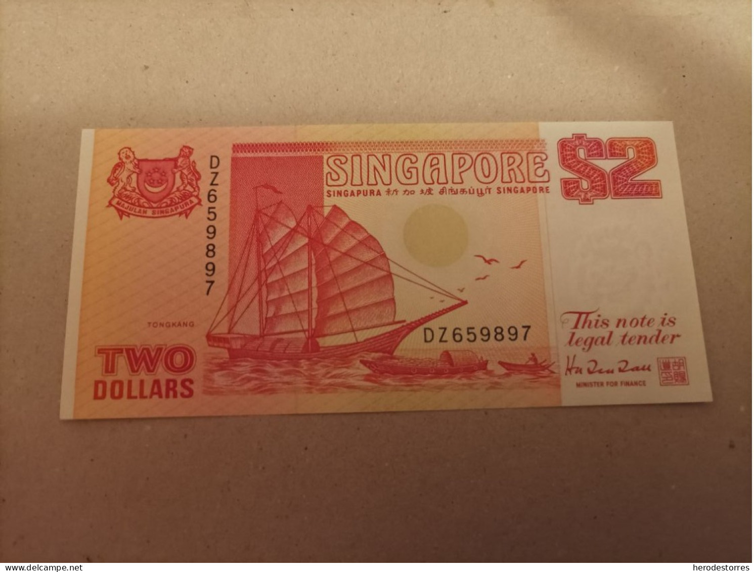 Billete Singapur, 2 Dólares, Año 1990, UNC - Singapur