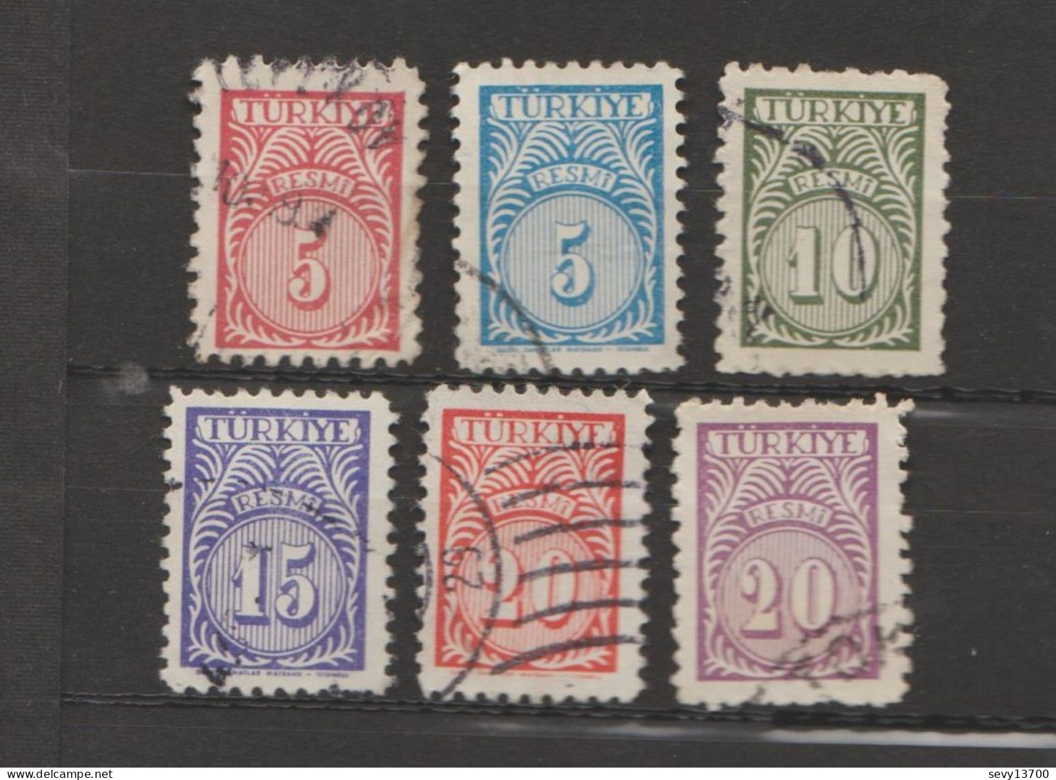 Turquie Lot 10 Timbres Service Année 1959 Mi D60 - Mi D61 - Mi D 63 - Année 1958 Mi D 44 - Année 1957 Mi D 46 - Mi D 47 - Dienstzegels