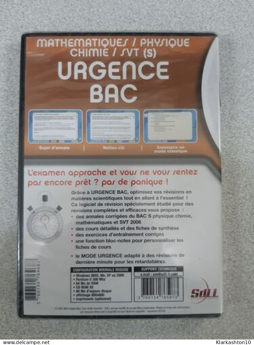 DVD Jeu Vidéo - Urgence BAC Mathématiques & Physique & Chimie - Autres & Non Classés