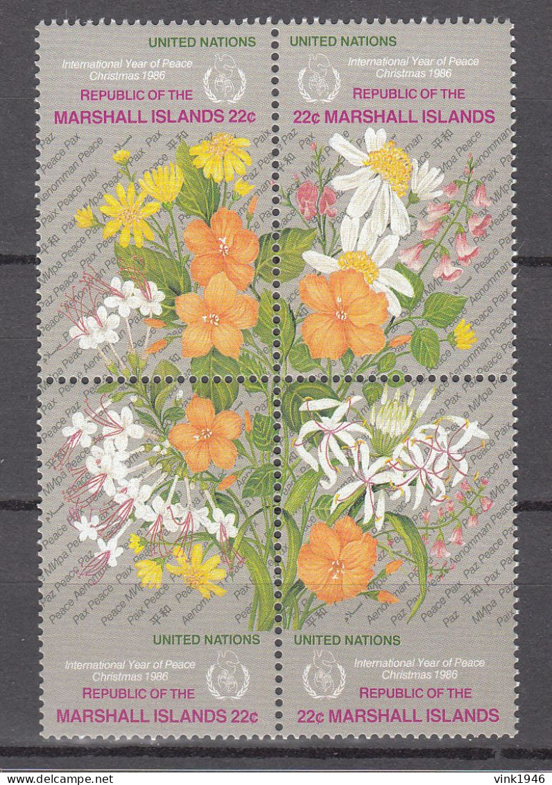 Mrshall Islands 1986,4V,flowers,bloemen,Christmas,Year Of Peace,MNH/Postfris(A4997) - Other & Unclassified