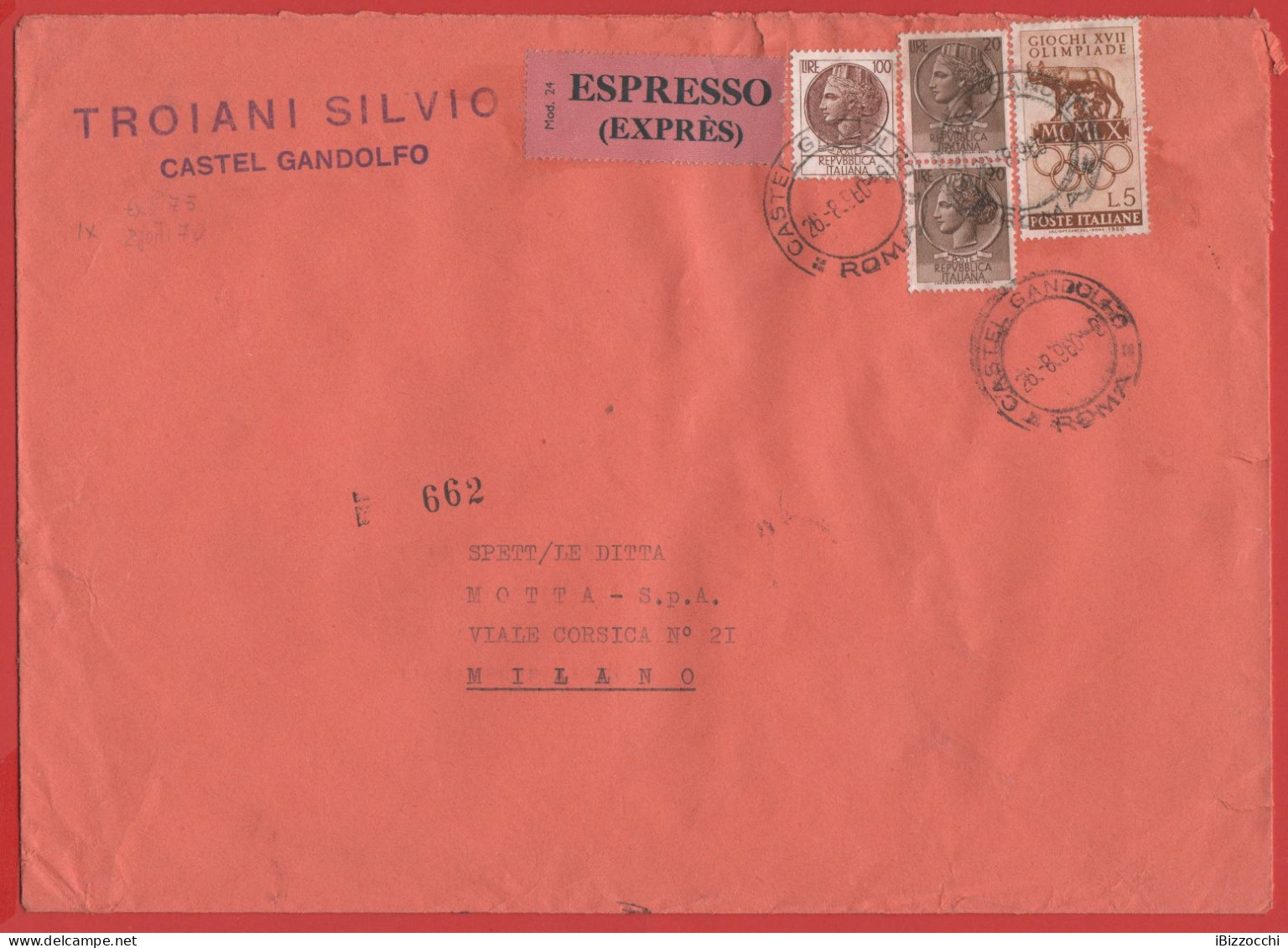 ITALIA - Storia Postale Repubblica - 1960 - 100 Antica Moneta Siracusana + 2x 20 Antica Moneta Siracusana + 5 Giochi Del - 1946-60: Marcofilie