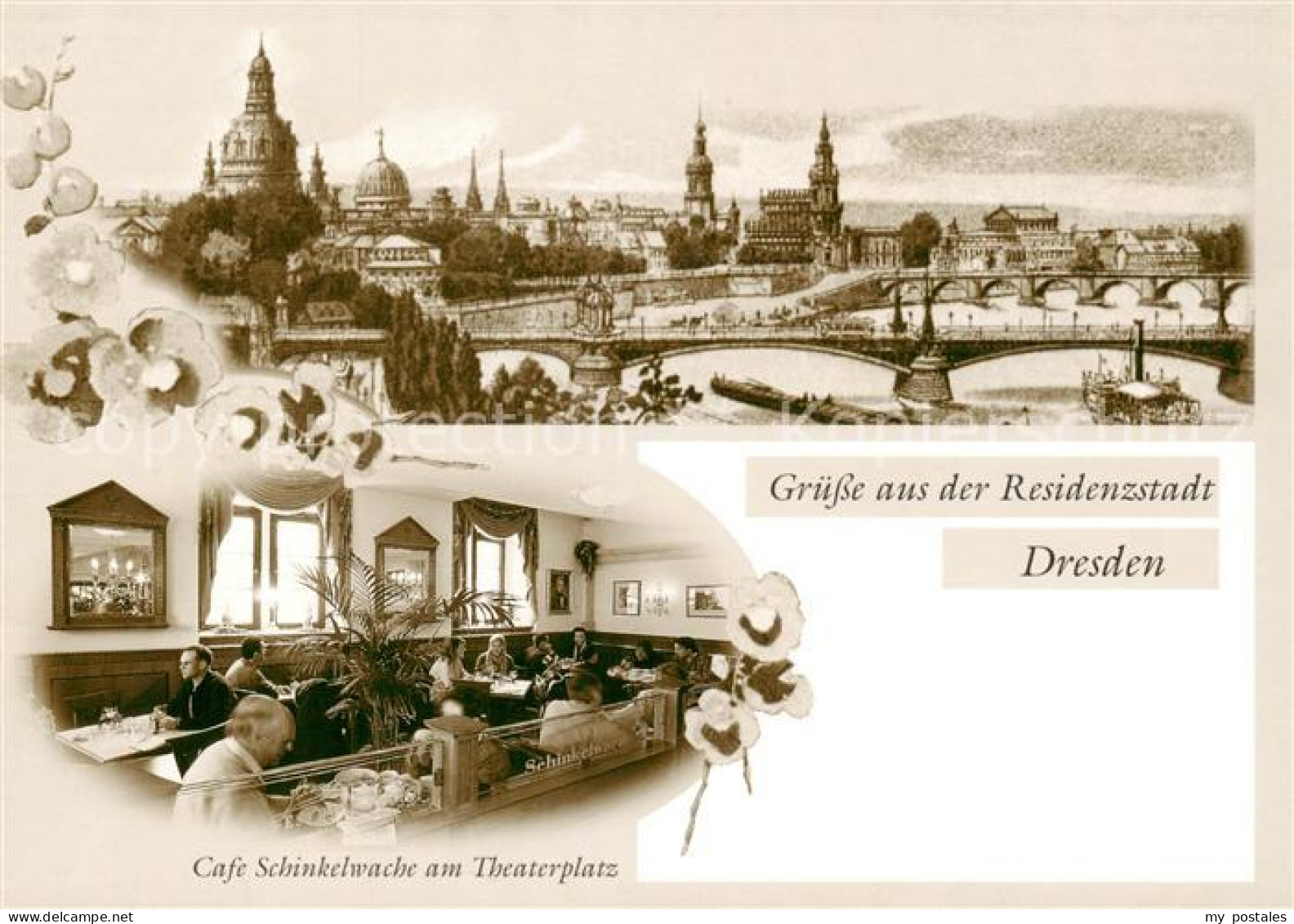 73859997 Dresden Elbe Panorama Cafe Schinkelwache Am Theaterplatz  - Dresden