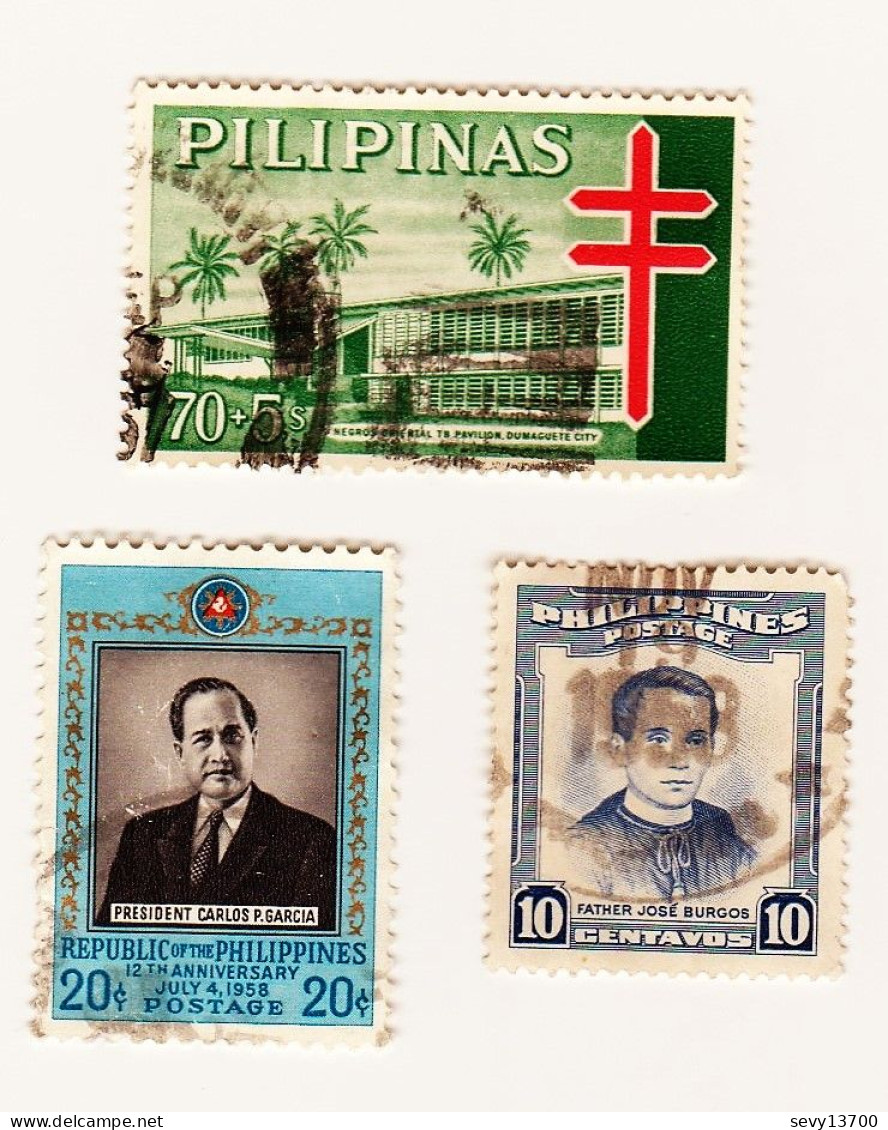 Lot De 14 Timbres Des Philippines - José Rizal (7), Mariano Ponce, Manuel L Quezon (2), Marcelo H Delpilar - Philippines