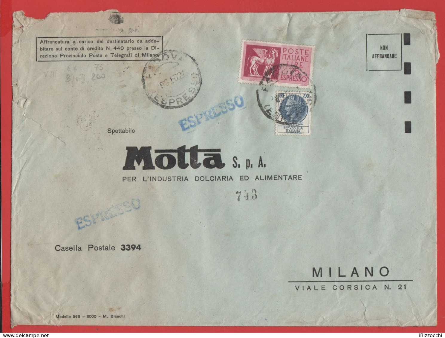 ITALIA - Storia Postale Repubblica - 1960 - 200 Antica Moneta Siracusana + 75 Cavalli Alati - ESPRESSO - Busta Di Grande - 1946-60: Poststempel