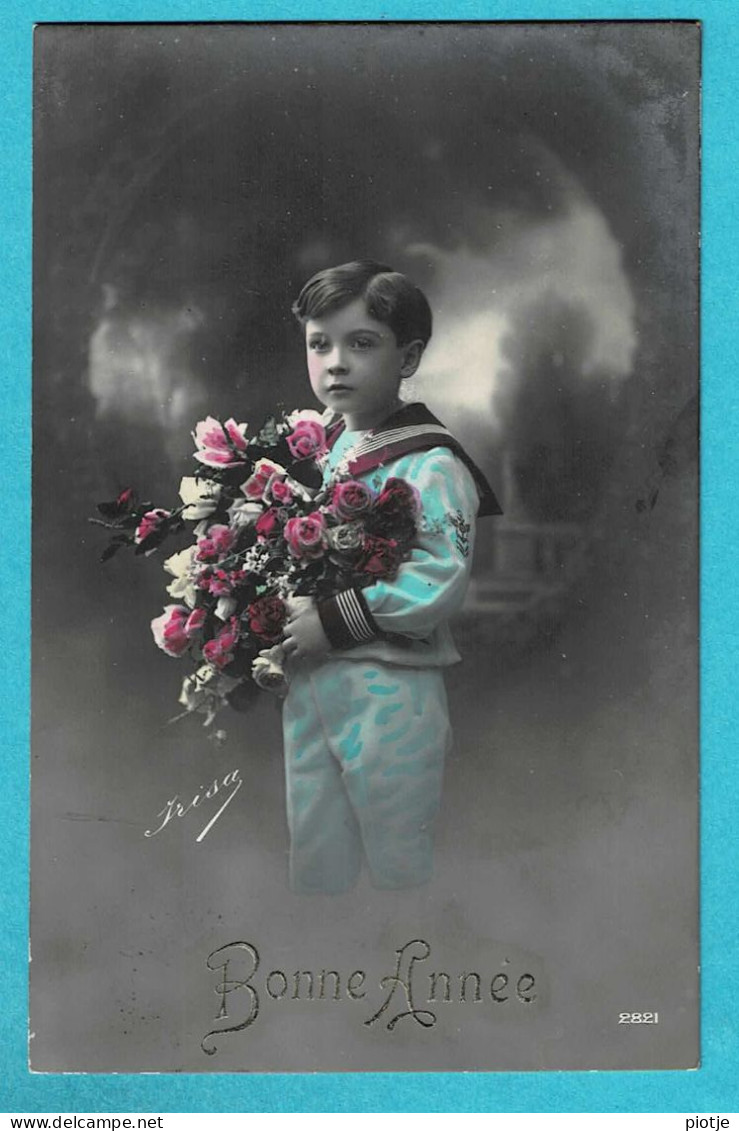 * Fantaisie - Fantasy - Fantasie (Bonne Année - Happy New Year) * (Irisa 2821) Boy, Garçon, Enfant, Fleurs, Flowers - Neujahr