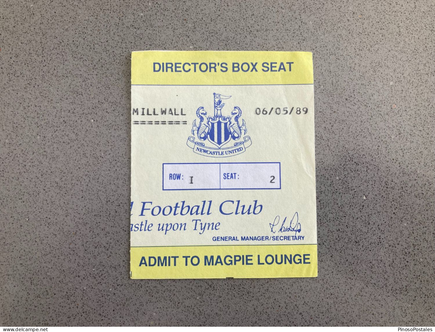 Newcastle United V Millwall 1988-89 Match Ticket - Tickets - Entradas