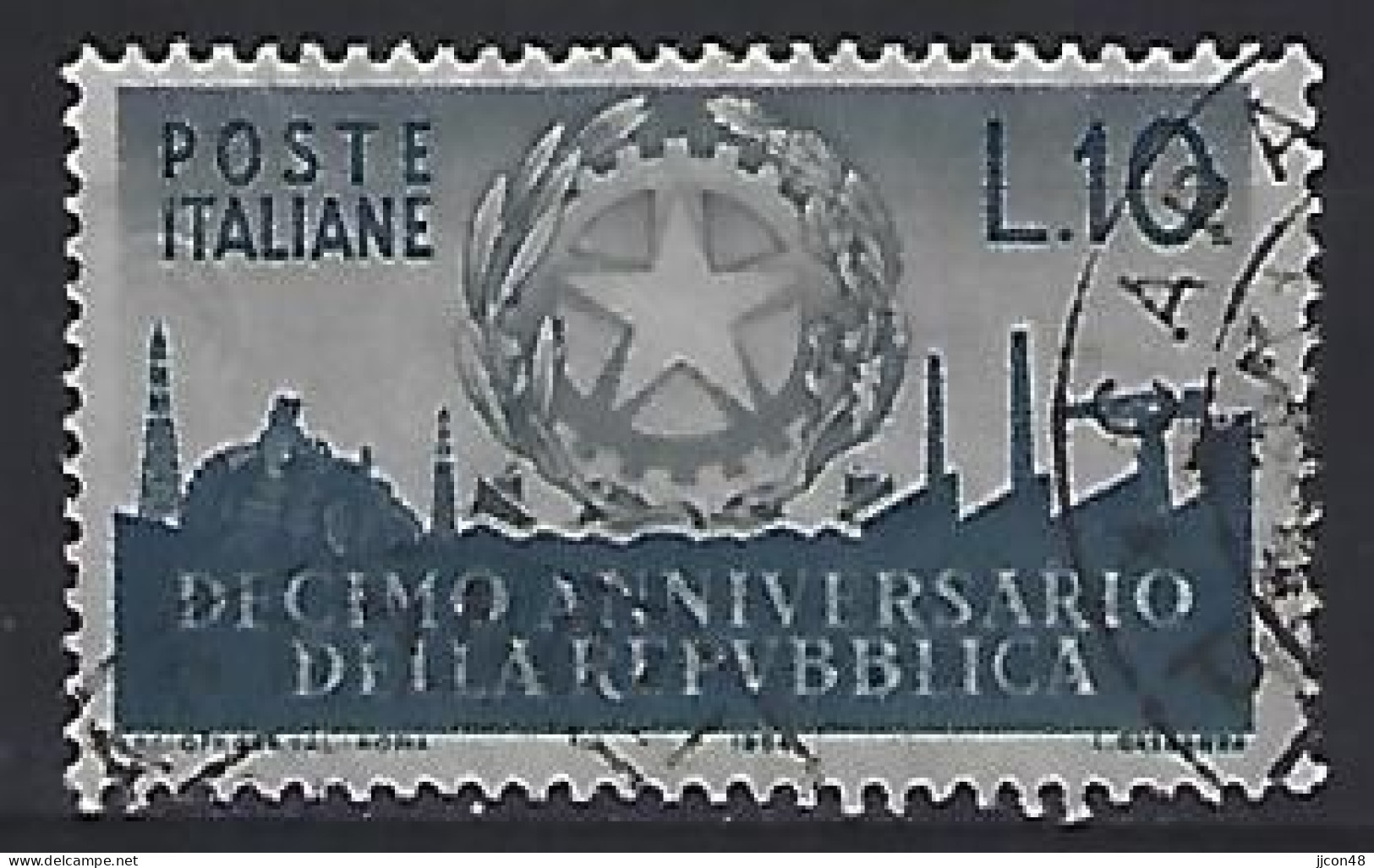 Italy 1956  10 Jahre Republik (o) Mi.967 - 1946-60: Used