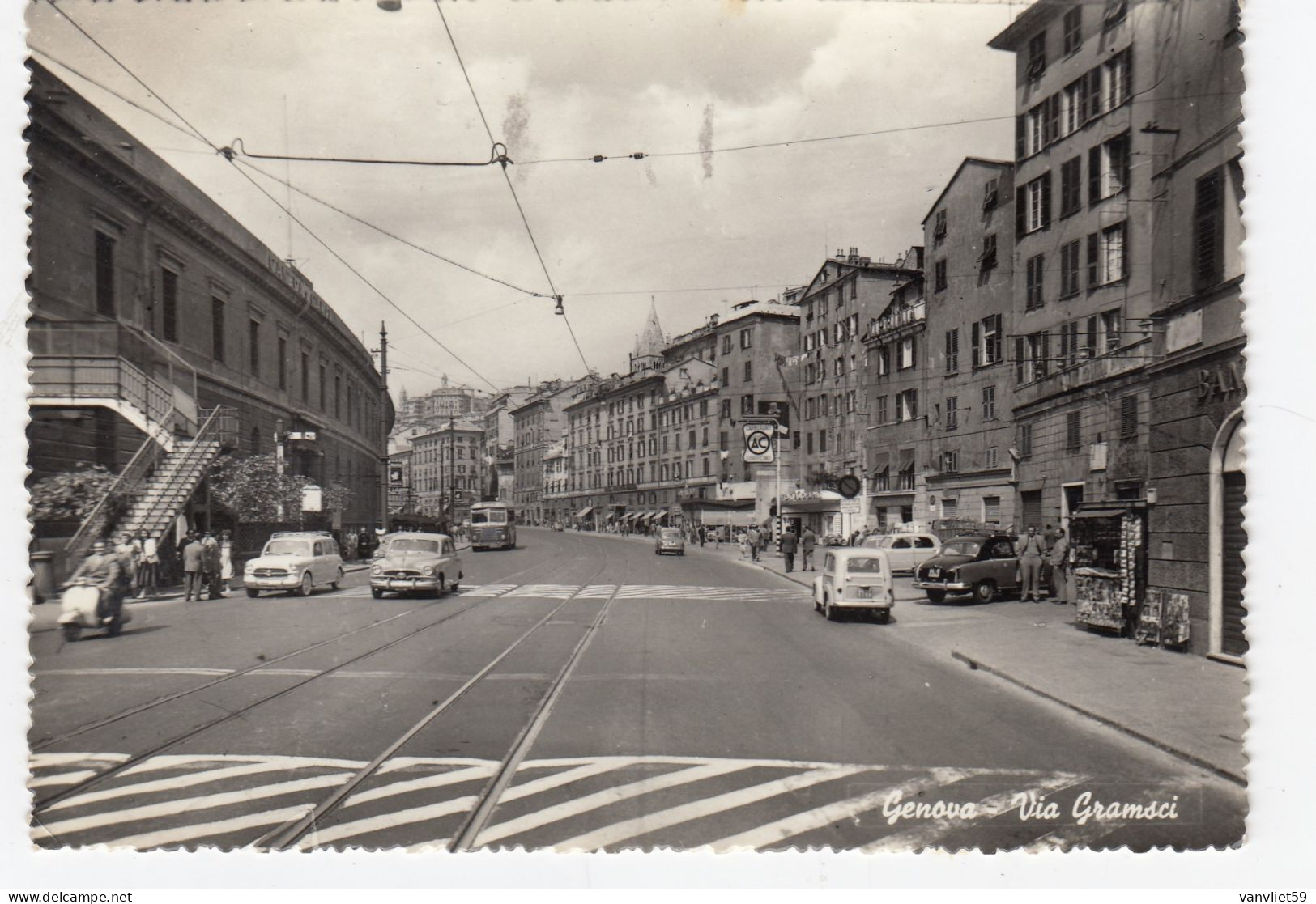 GENOVA-VIA GRAMSCI-AUTO-CAR-VOITURES-CARTOLINA VERA FOTOGRAFIA  VIAGGIATA IL 20-9-1958 - Genova (Genoa)