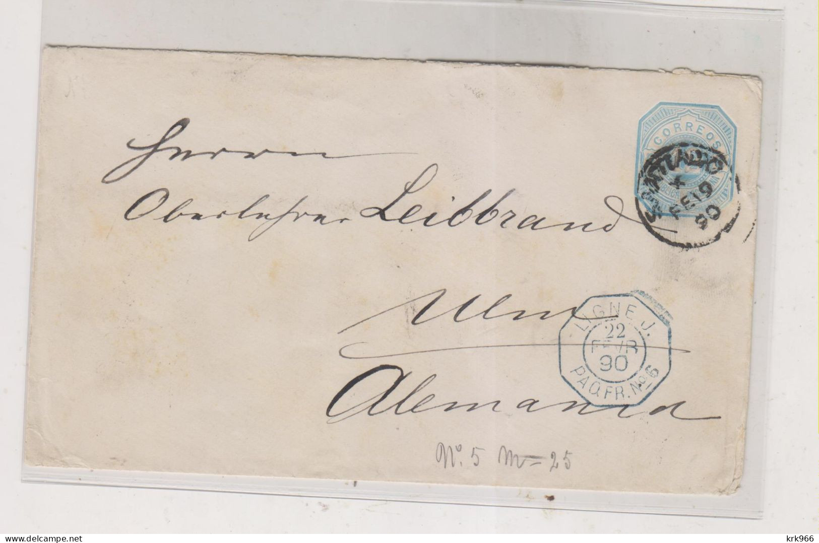 ARGENTINA 1890 SANTIAGO Nice Postal Stationery Cover To Germany - Entiers Postaux