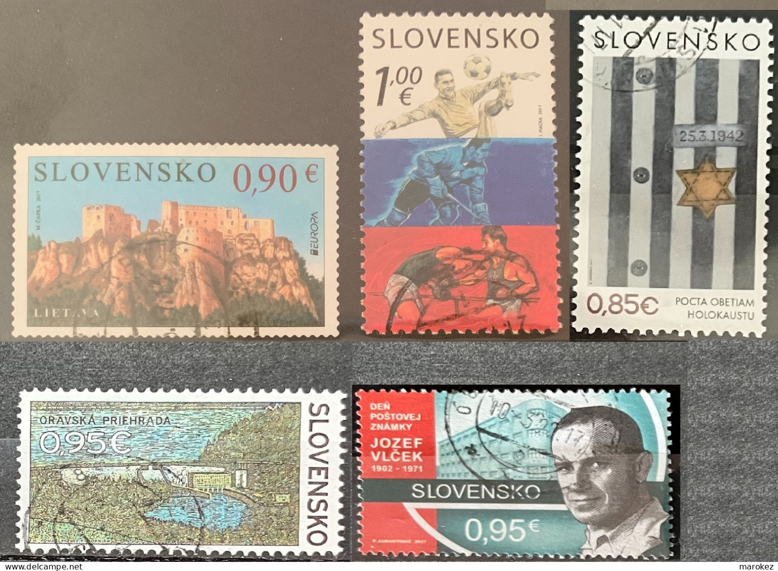 SLOVAKIA 2017 Holocaust,Technical Monuments,Europa,Sportsmen&Personalities Postally Used Michel# 814,815,817,821,833 - Gebraucht