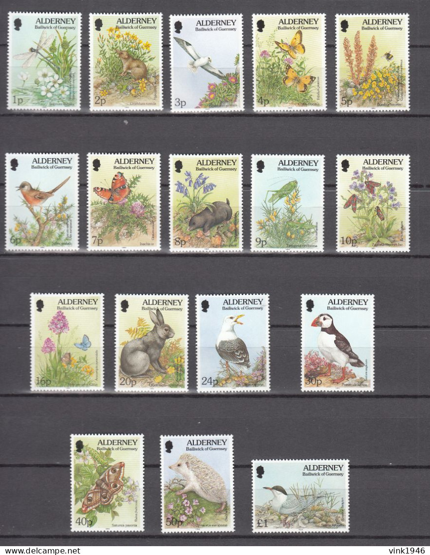 Alderney 1994,17V,birds,vogels,butterflies,vlinders,flowers,bloemen,MNH/Postfris(A4999)) - Other & Unclassified