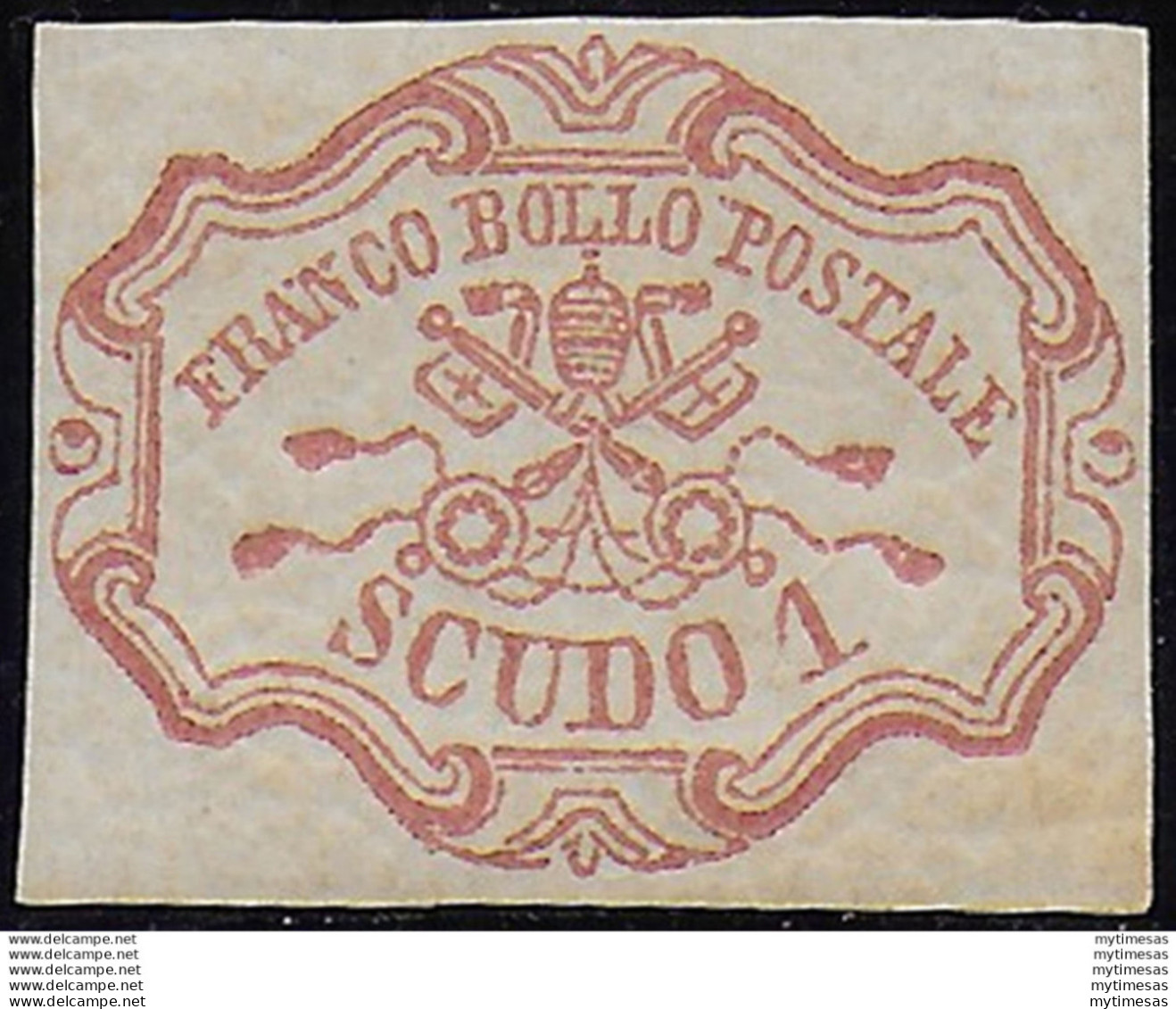 1852 Pontificio 1s. Rosa Carm. Vivo MNH Sass N.11a - Stato Pontificio