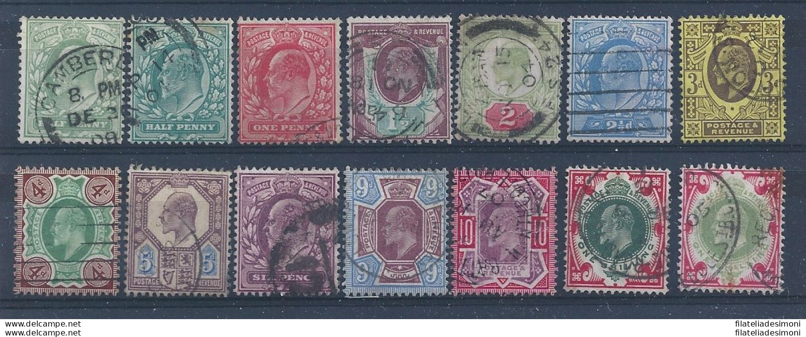 1902 GRAN BRETAGNA/GREAT BRITAIN - N. 106/117 13 Valori SERIE USATA - Andere & Zonder Classificatie