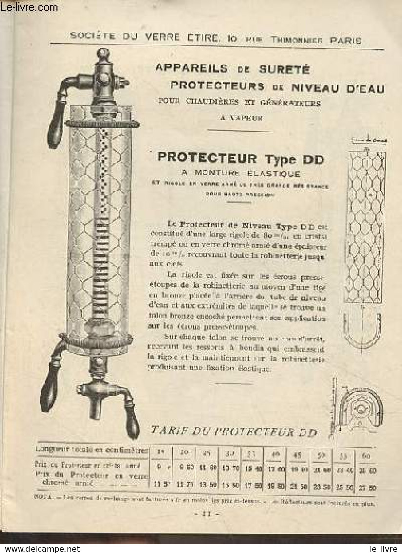 Société Du Verre étiré - Articles Pour Chaudières à Vapeur - Accessoires Pour Usines, Manufactures - Verres Pour Vitrage - Autres & Non Classés