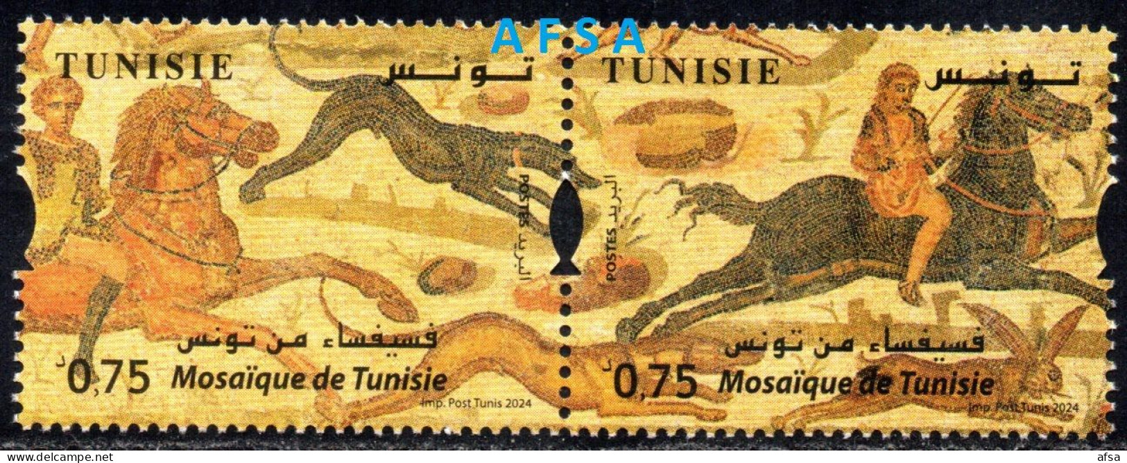 2024-Mosaïques De Tunisie (Paire Se Tenant) //2024-Mosaics From Tunisia ( Pair) - Tunesië (1956-...)