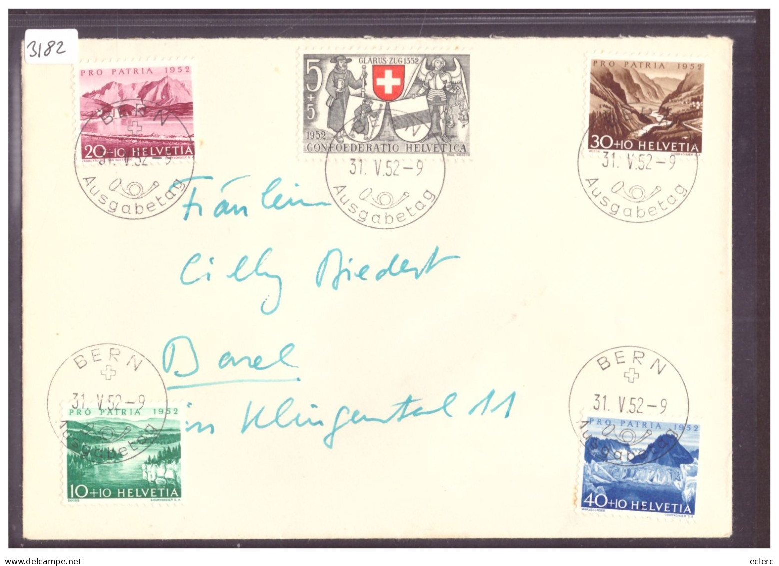 FDC SERIE PRO PATRIA 1952 SUR LETTRE PREMIER JOUR - FDC