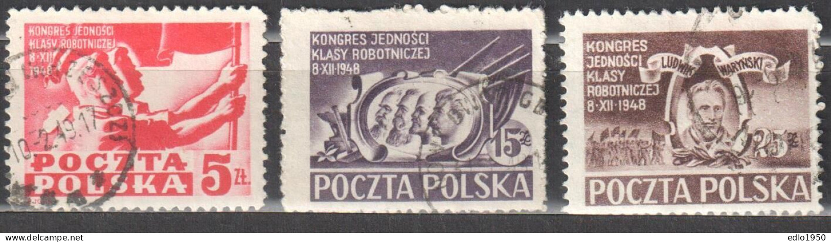 Poland 1948 Working Class Party Congress - Mi 505-07 - Used - Gebruikt