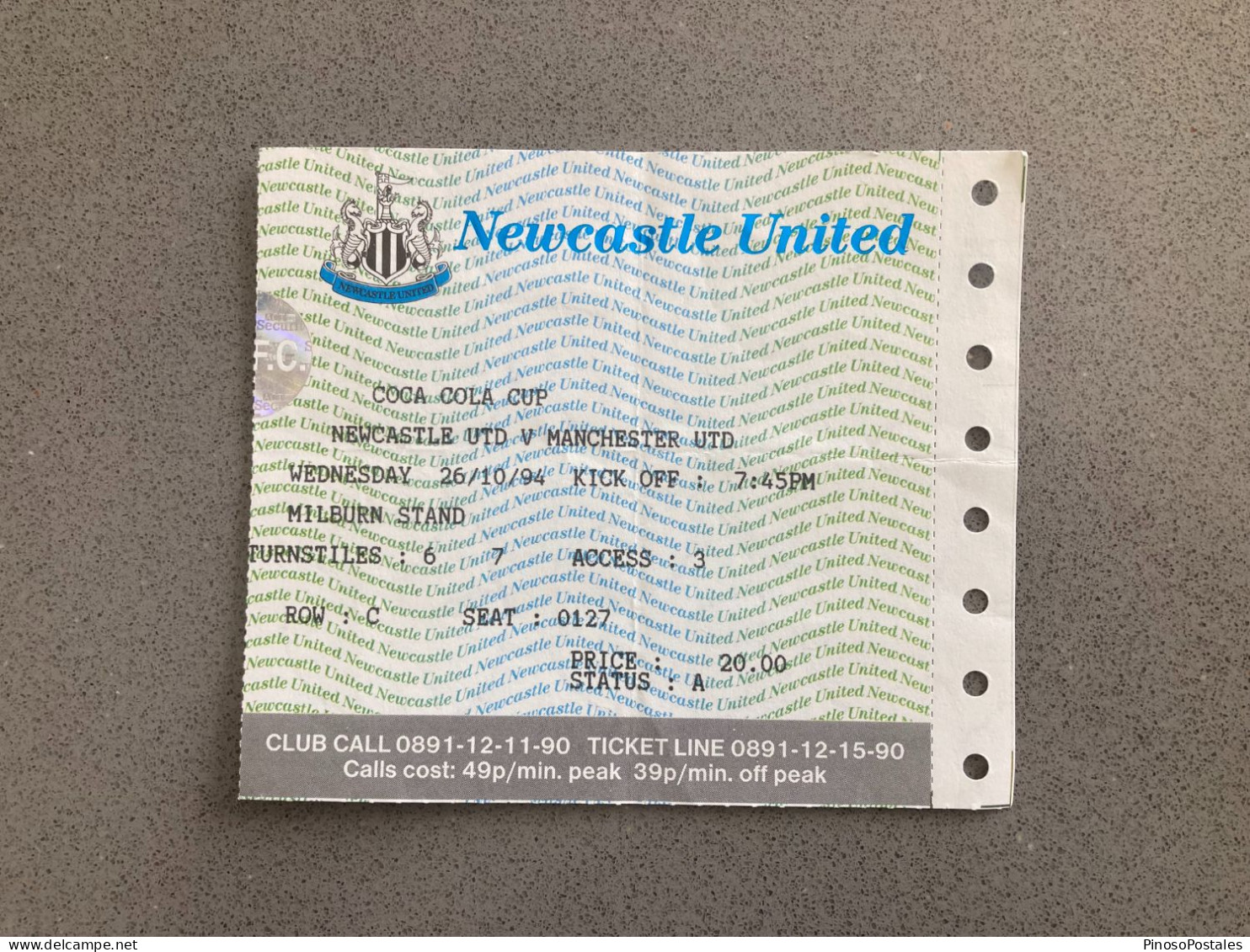 Newcastle United V Manchester United 1994-95 Match Ticket - Tickets & Toegangskaarten