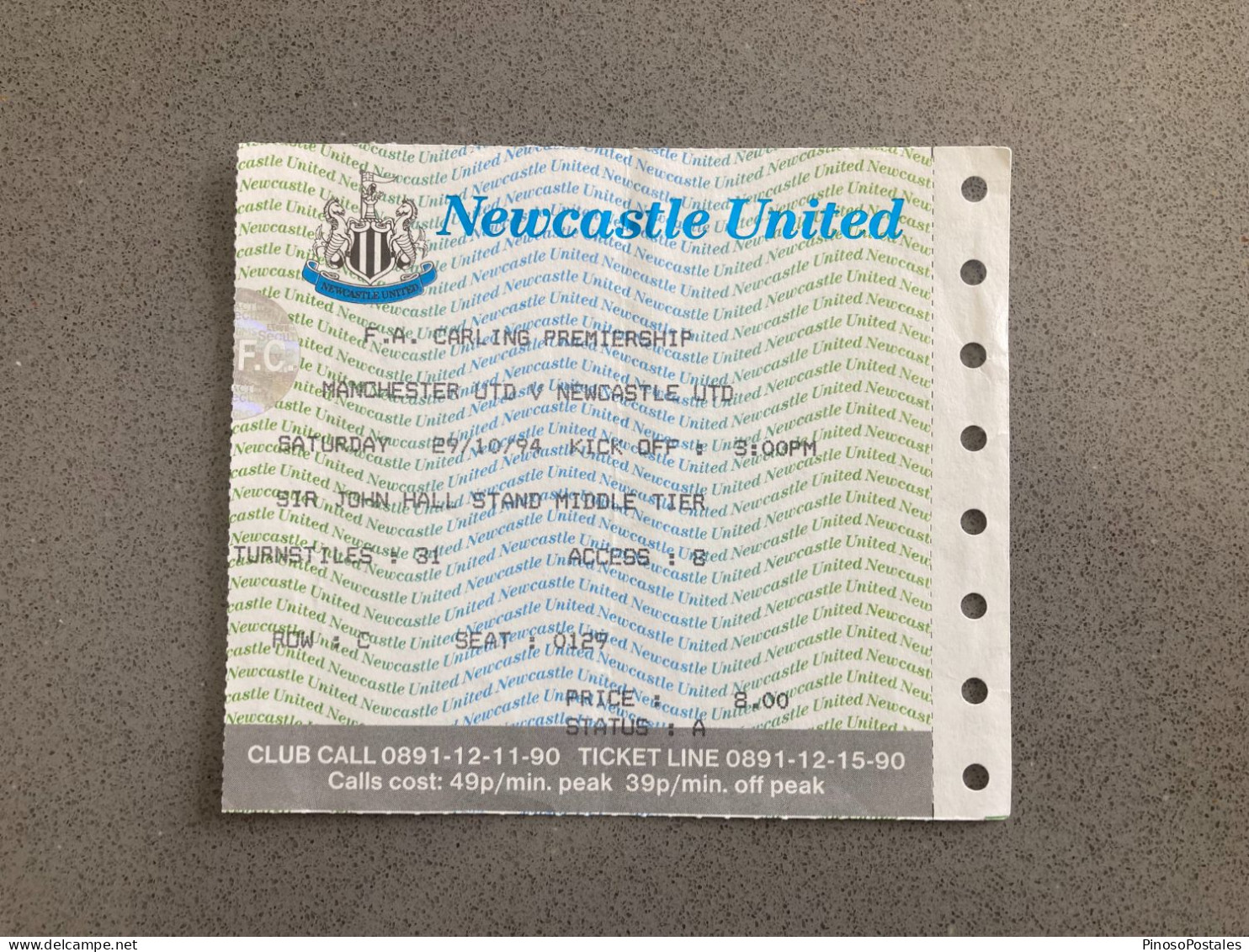 Manchester United V Newcastle United 1994-95 Match Ticket - Biglietti D'ingresso