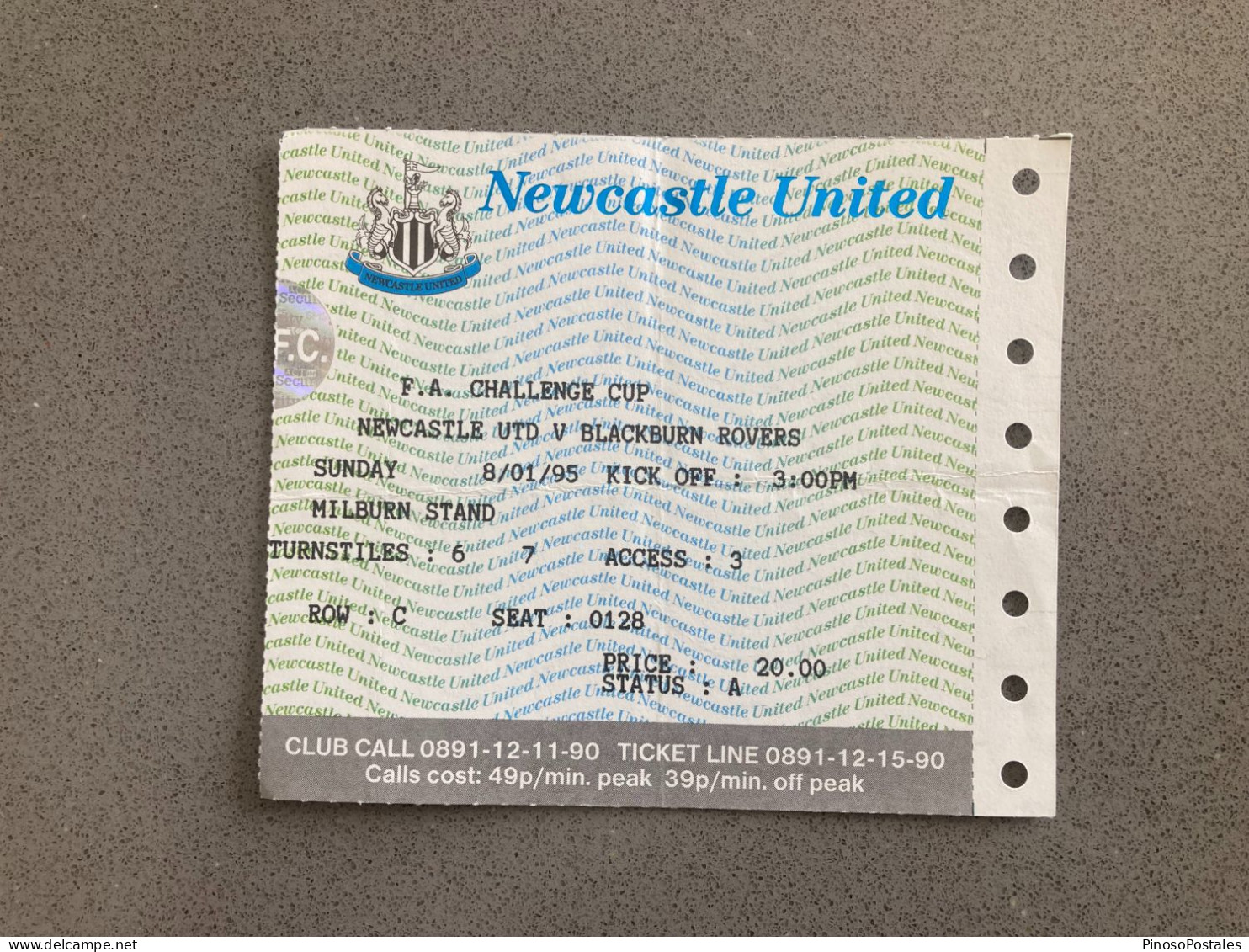 Newcastle United V Blackburn Rovers 1994-95 Match Ticket - Match Tickets