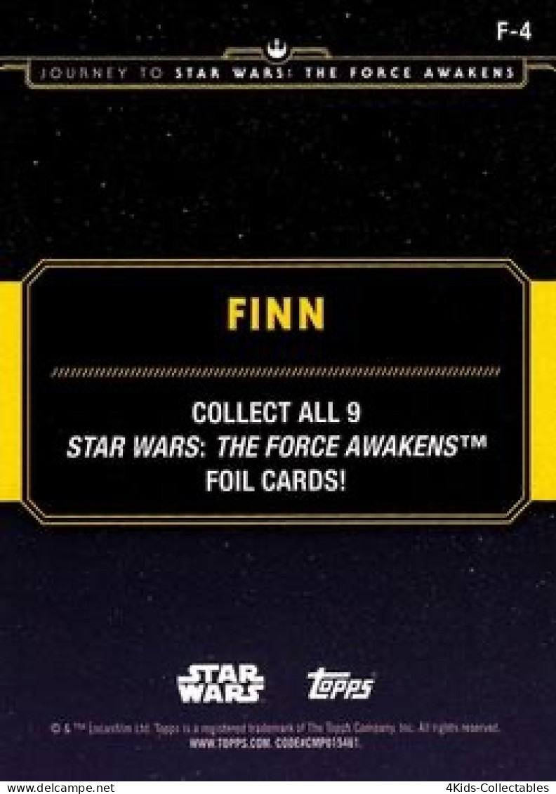 2015 Topps STAR WARS Journey To The Force Awakens "Character Silhouette Foil" F-4 Finn - Star Wars