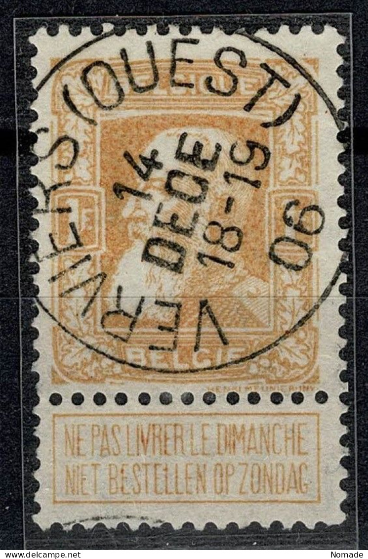 Belgique COB 65 Belle Oblitération VERVIERS Ouest - 1893-1900 Fine Barbe