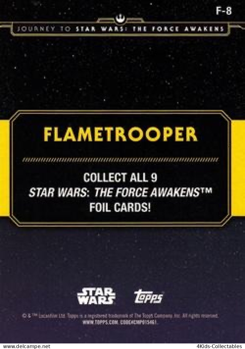 2015 Topps STAR WARS Journey To The Force Awakens "Character Silhouette Foil" F-8 Flametrooper - Star Wars