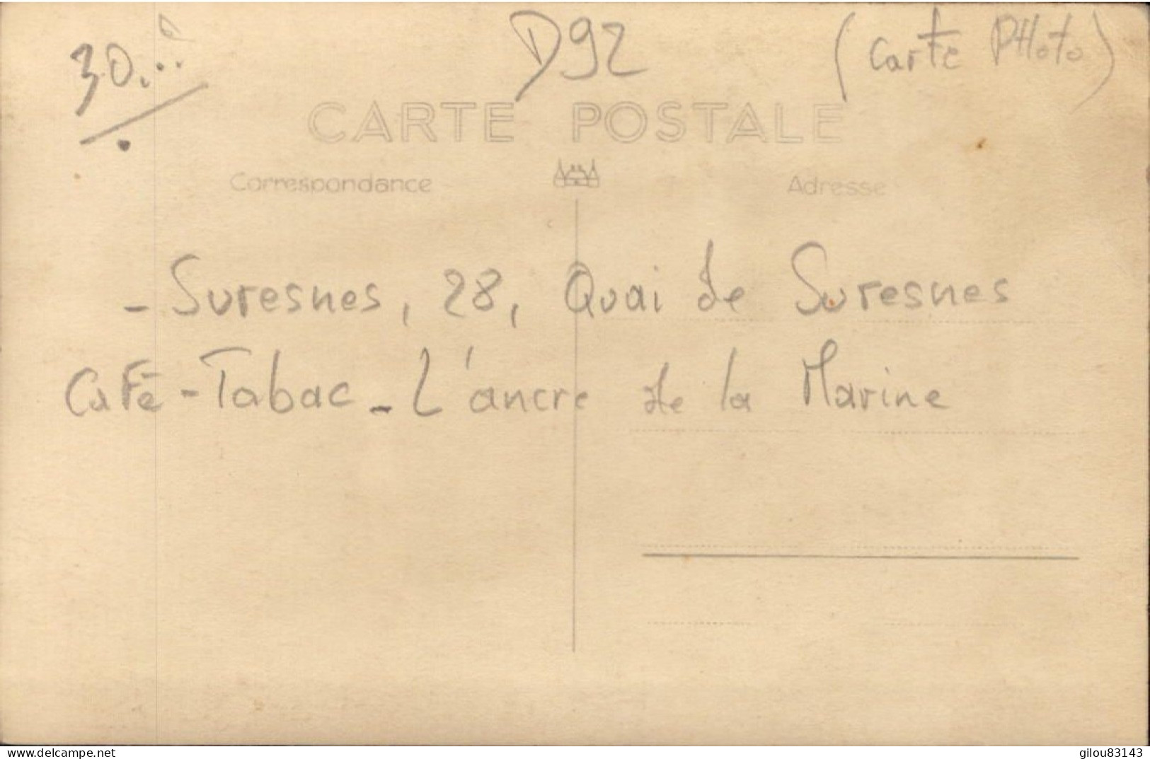 Hauts De Seine, Suresnes, Café Tabac, L Ancre De La Marine, 28, Quai De Suresnes - Suresnes