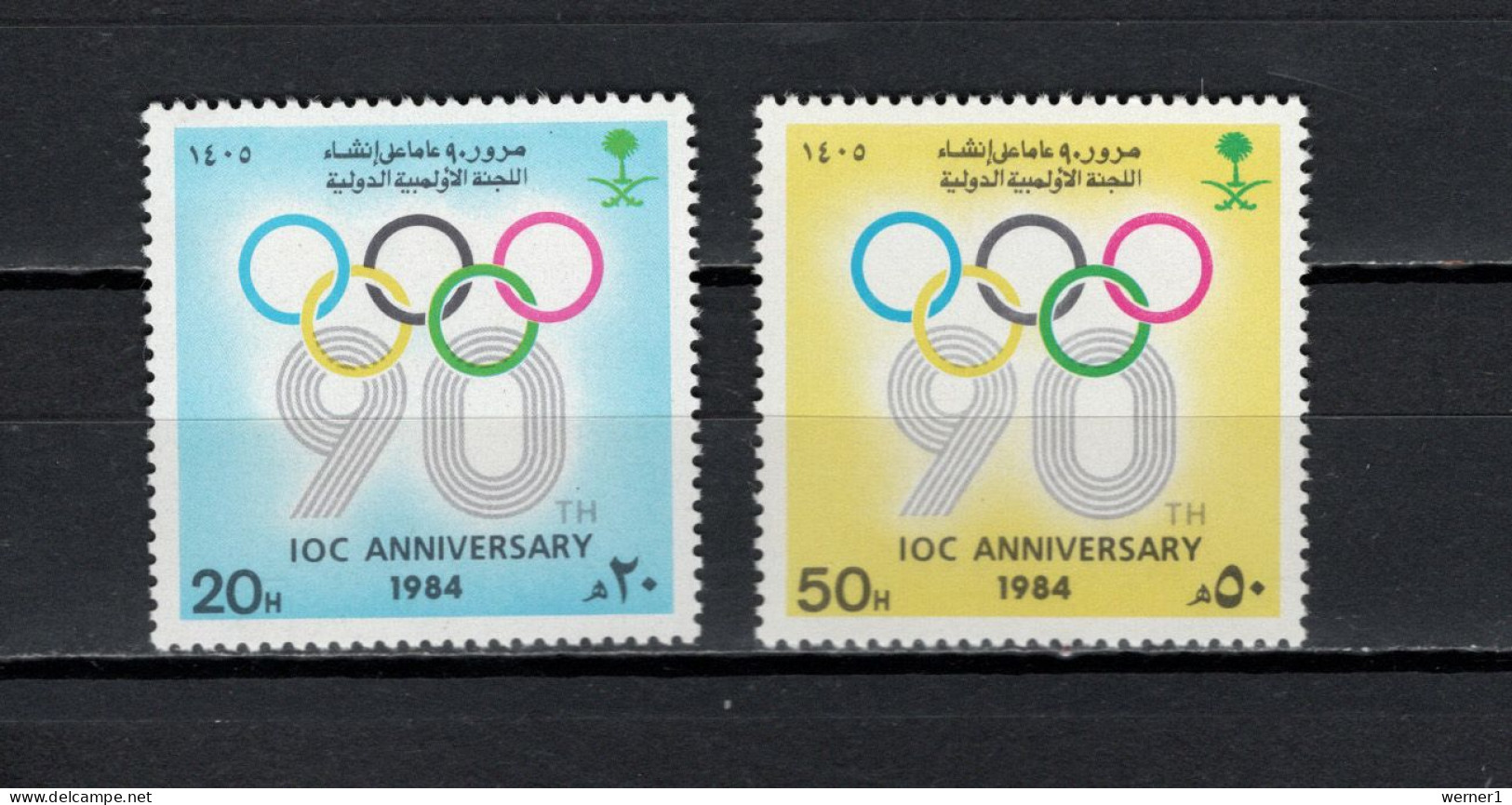 Saudi Arabia 1984 Olympic Games, IOC 90th Anniversary Set Of 2 MNH - Ete 1984: Los Angeles