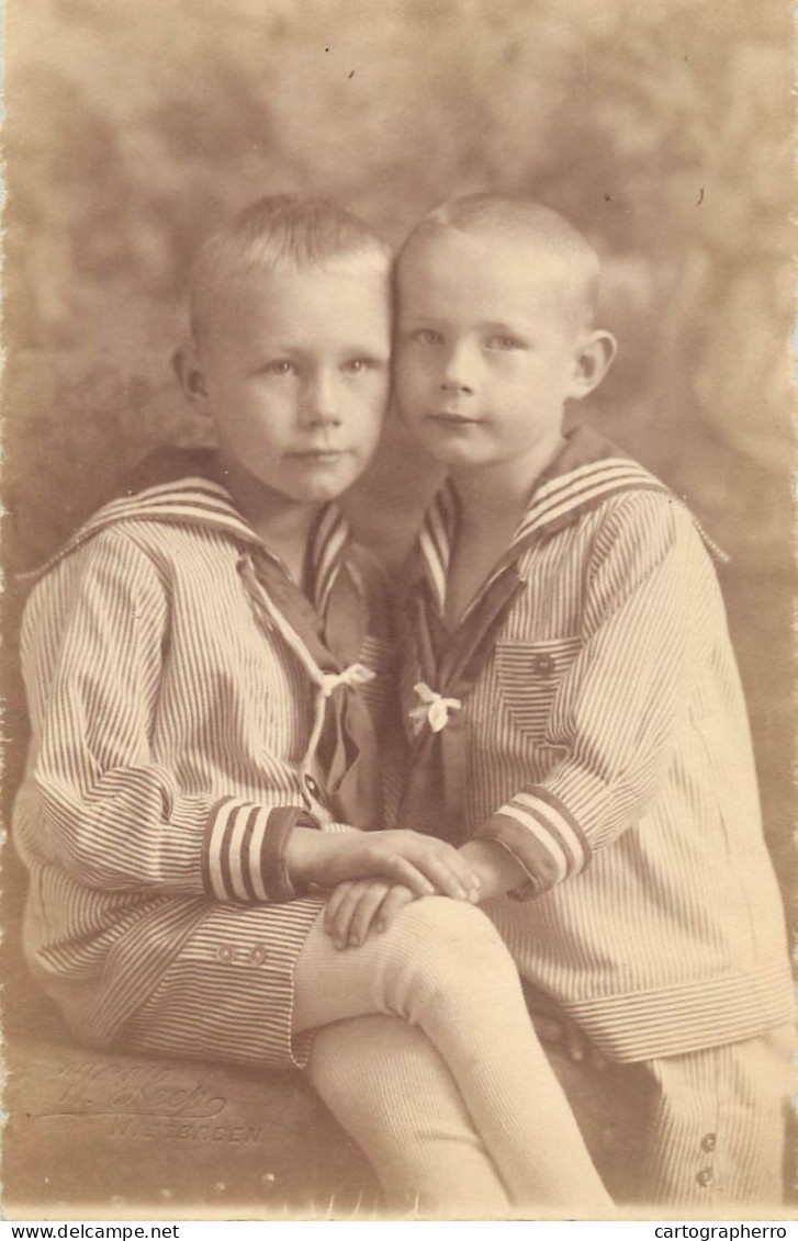 Annonymous Persons Souvenir Photo Social History Portraits & Scenes Children Navy Suits - Fotografie