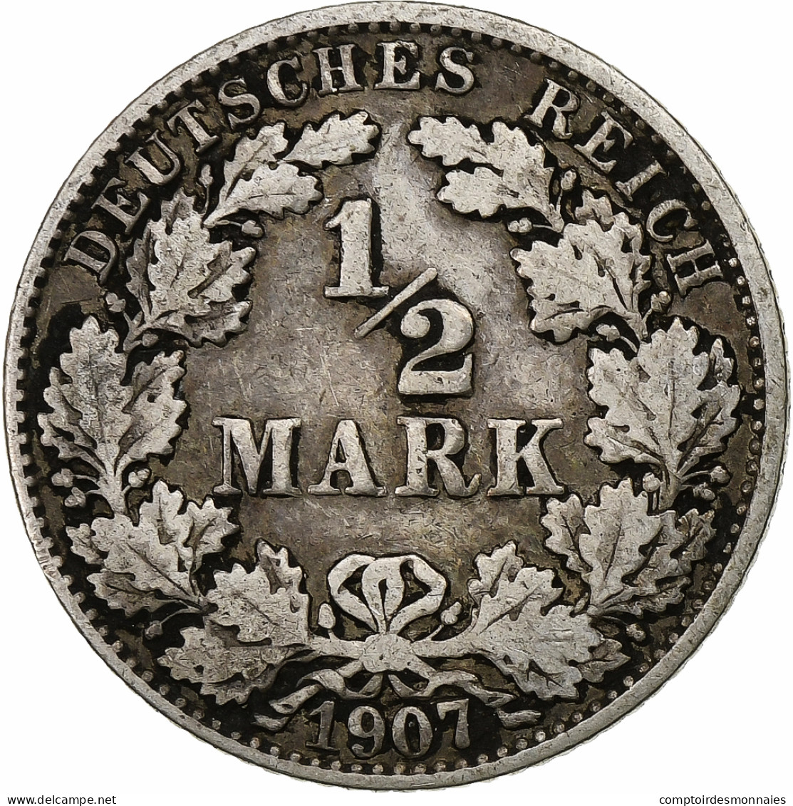Empire Allemand, 1/2 Mark, 1907, Hambourg, Argent, TB+, KM:17 - 1/2 Mark