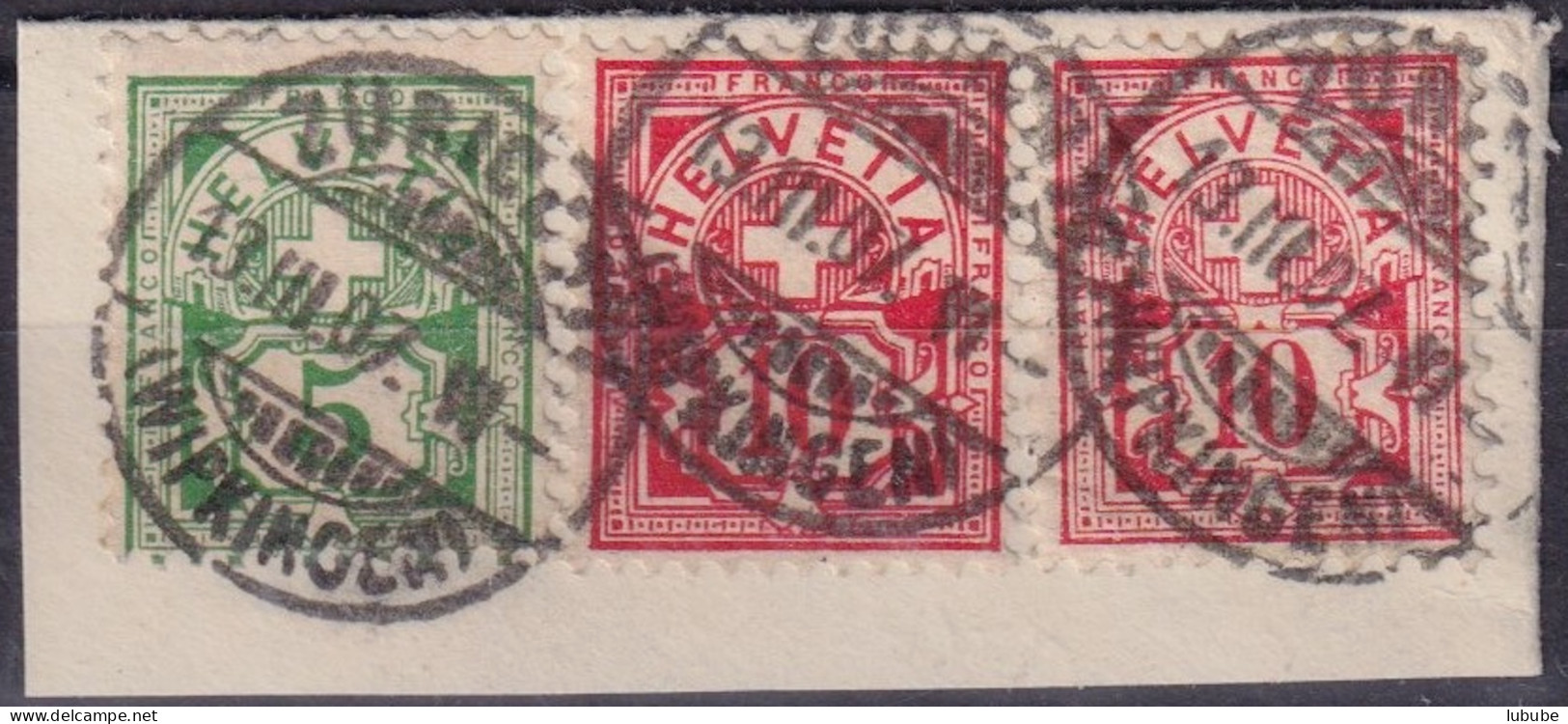 Zifferfrankatur  "Zürich 17 (Wipkingen)"         1907 - Usati