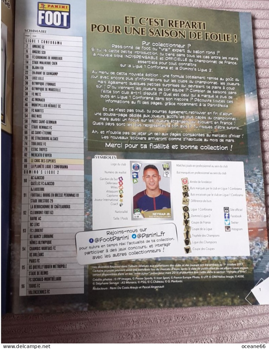 Album Panini Championnat De France 2017-18 Vide - Tarjetas